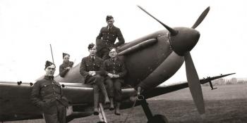 RAF ground crew pose with a Spitfire during the Battle of Britain